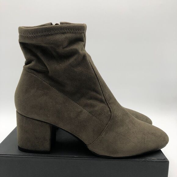 Aldo Ankle Booties‎ Women's Size 8 Green Suede Almond Toe Block Heel Side Zip - Picture 10 of 16